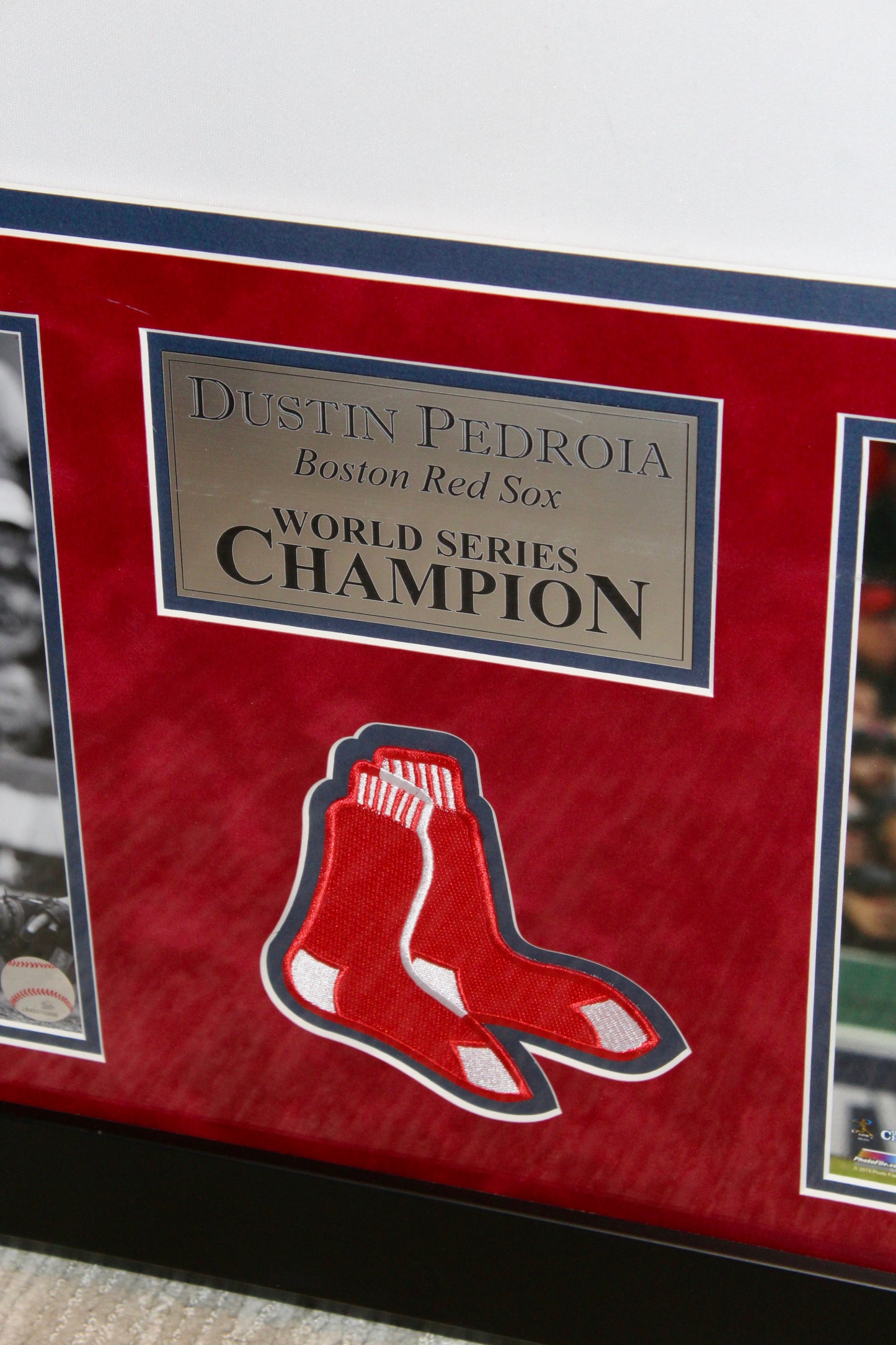 Dustin Pedroia Signed and Framed Jersey with Action Photos (38x46)