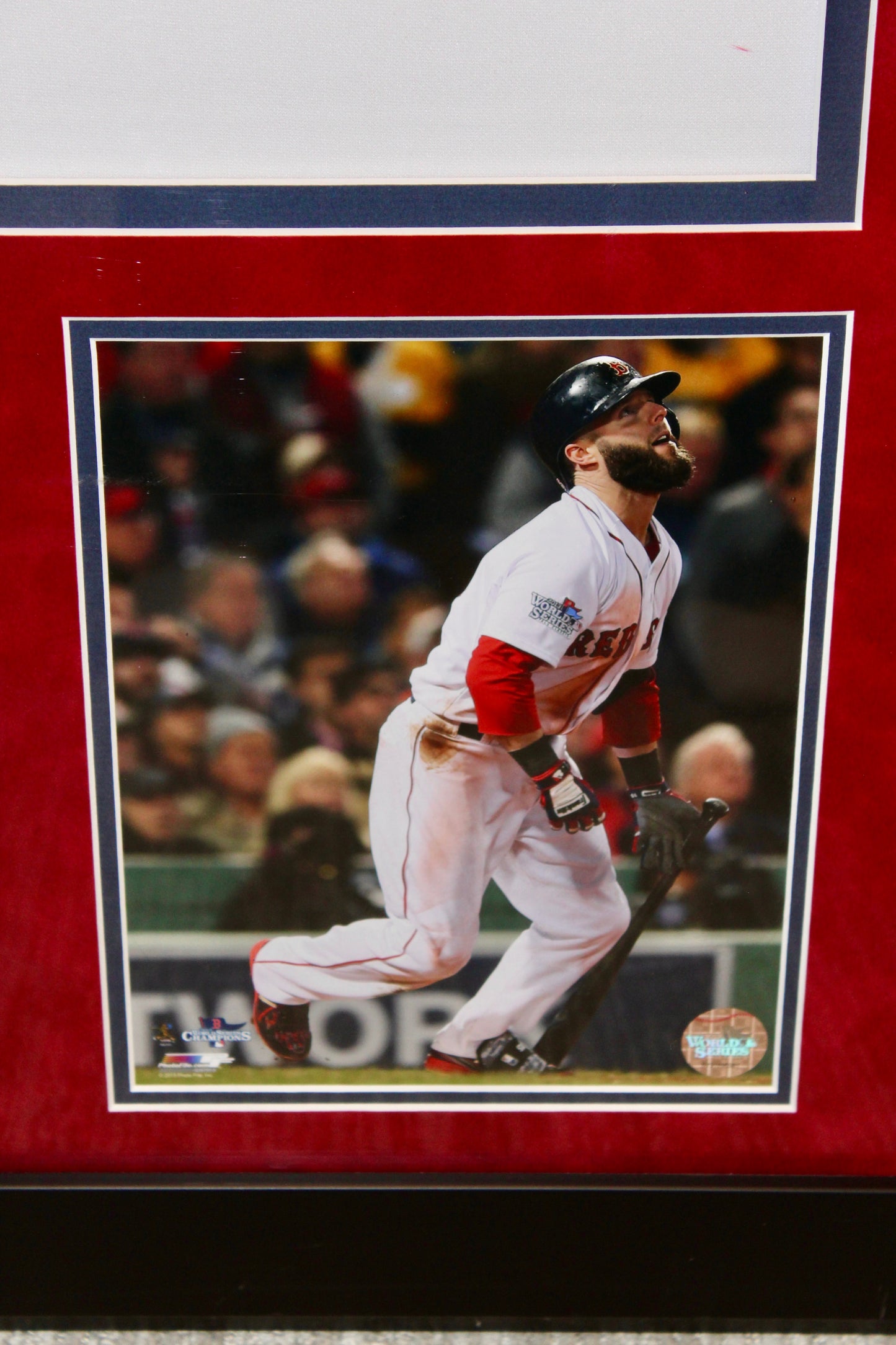 Dustin Pedroia Signed and Framed Jersey with Action Photos (38x46)
