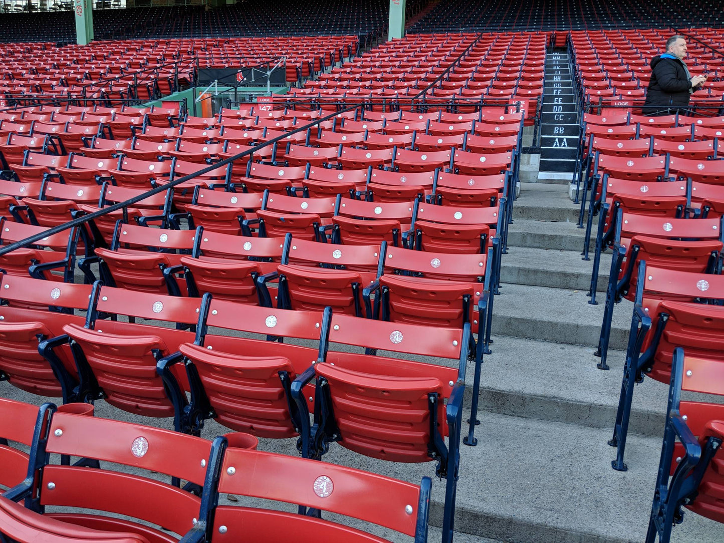 Red and Blue #3 Game-Used Fenway Park Box Seat (Formerly from the Front Row Club, Removed in 2013 after the World Series) 24x20x32
