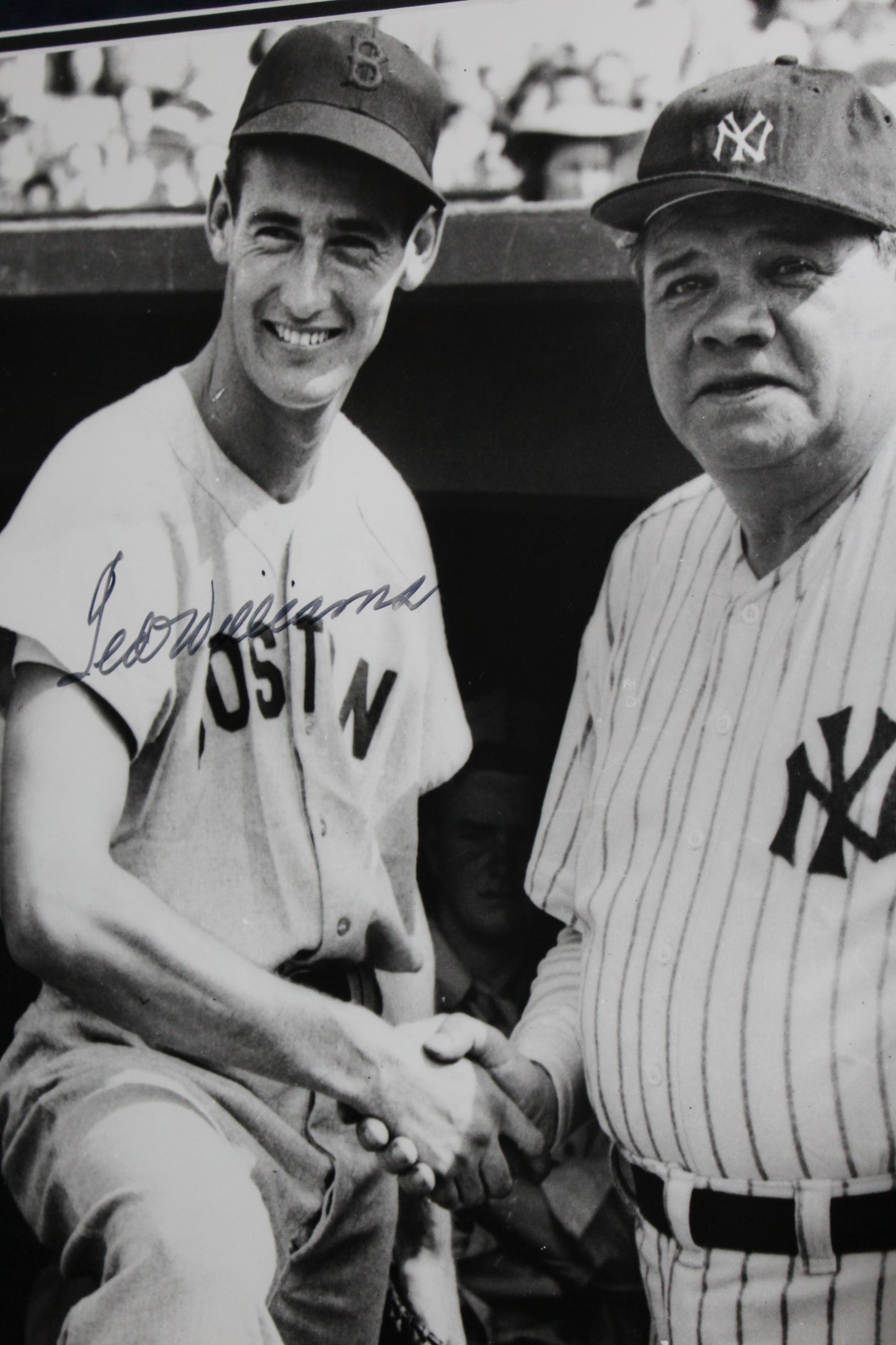 Ted Williams Signed 24x28 Framed Photograph with Babe Ruth – Featuring "The Splendid Splinter"