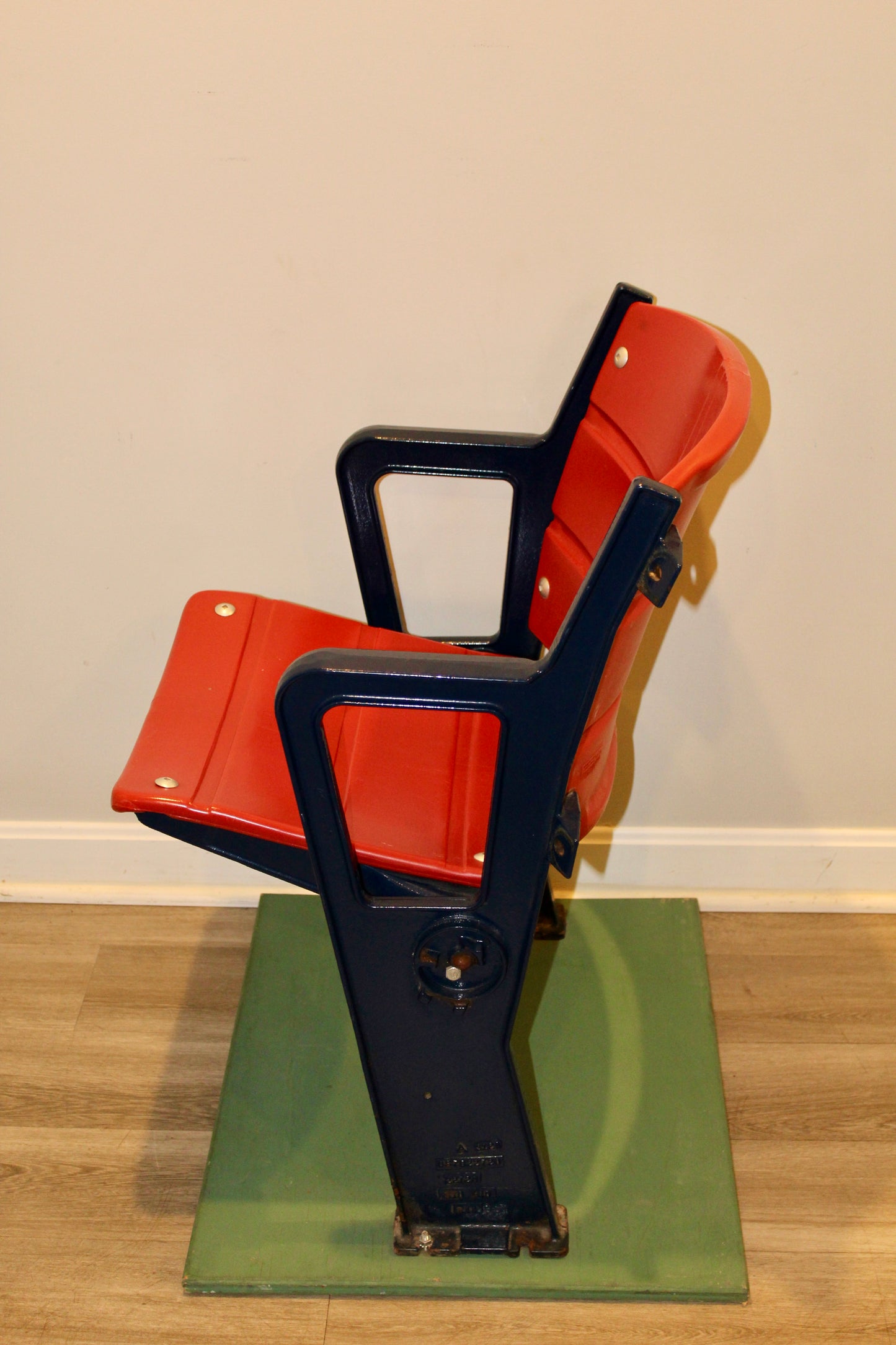 Red and Blue #3 Game-Used Fenway Park Box Seat (Formerly from the Front Row Club, Removed in 2013 after the World Series) 24x20x32