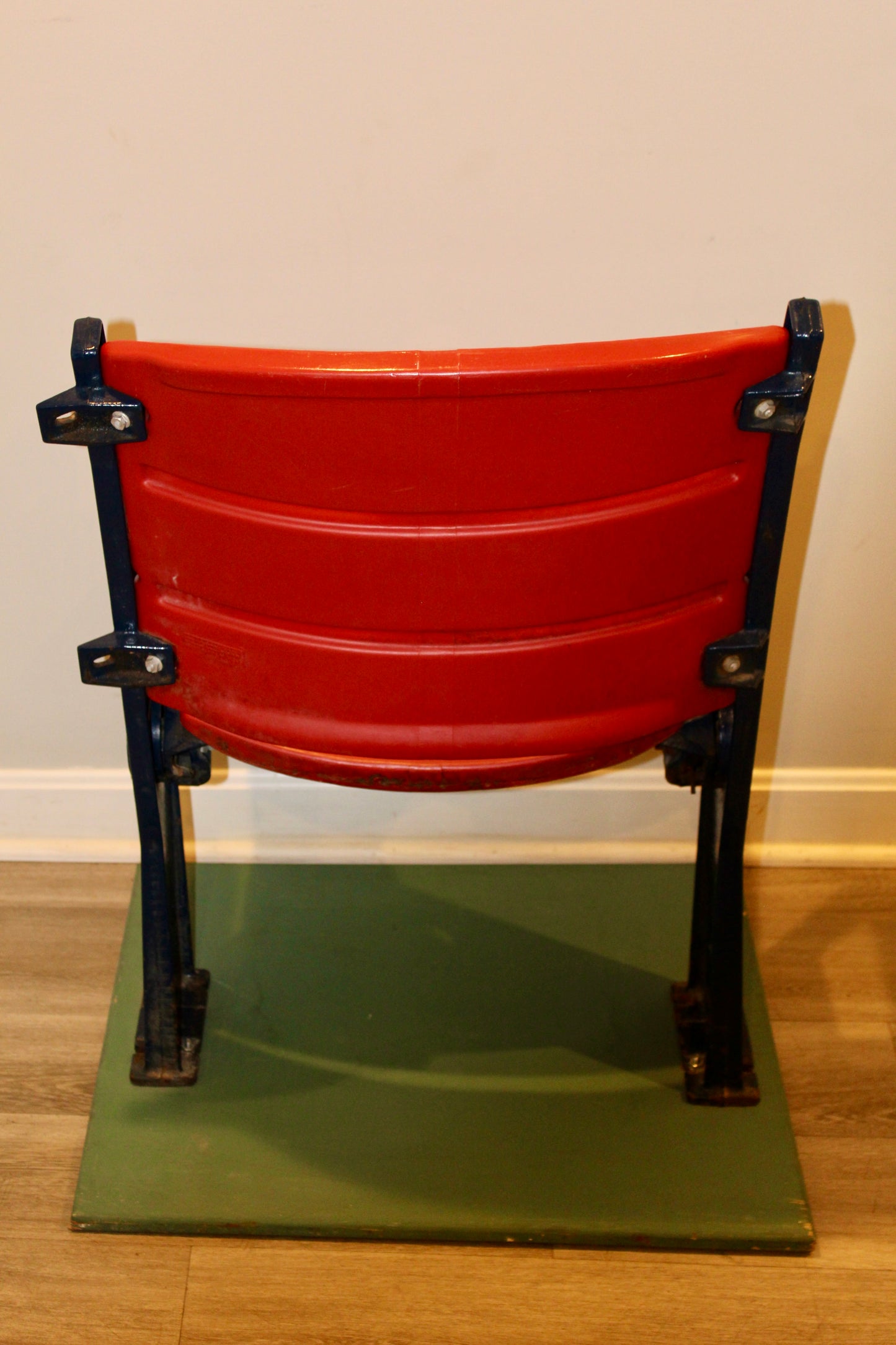 Red and Blue #3 Game-Used Fenway Park Box Seat (Formerly from the Front Row Club, Removed in 2013 after the World Series) 24x20x32