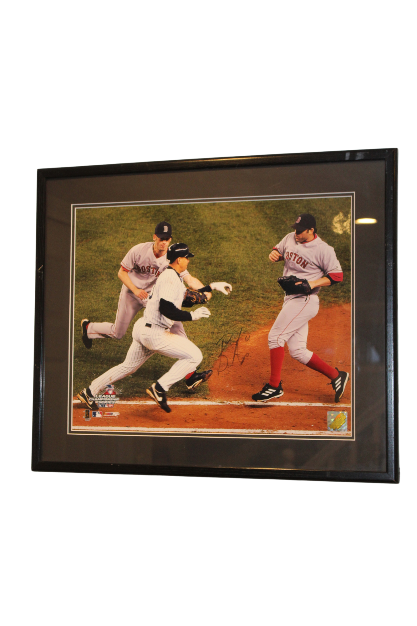 Bronson Arroyo Signed Framed 26x22 Photo of the Alex Rodriguez Slap Play