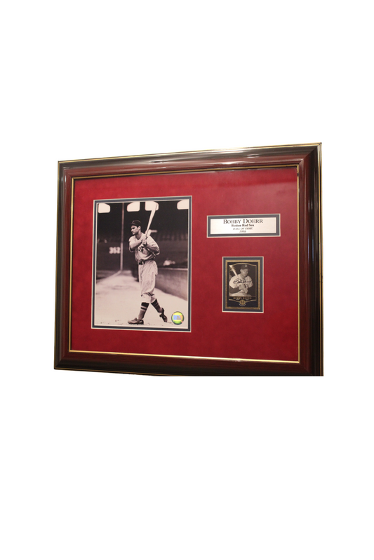 Bobby Doerr Signed Framed Picture 22x18 with Signed Playing Card