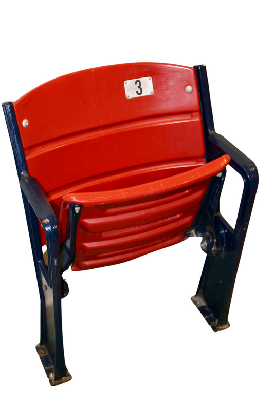 Red and Blue #3 Game-Used Fenway Park Box Seat (Formerly from the Front Row Club, Removed in 2013 after the World Series) 24x20x32